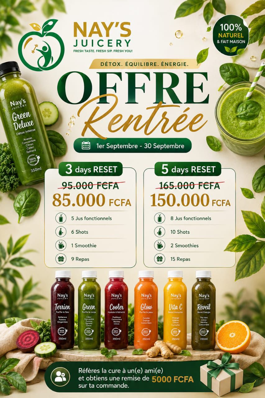 Offre Rentrée Nay's Juicery — cures 3 et 5 jours