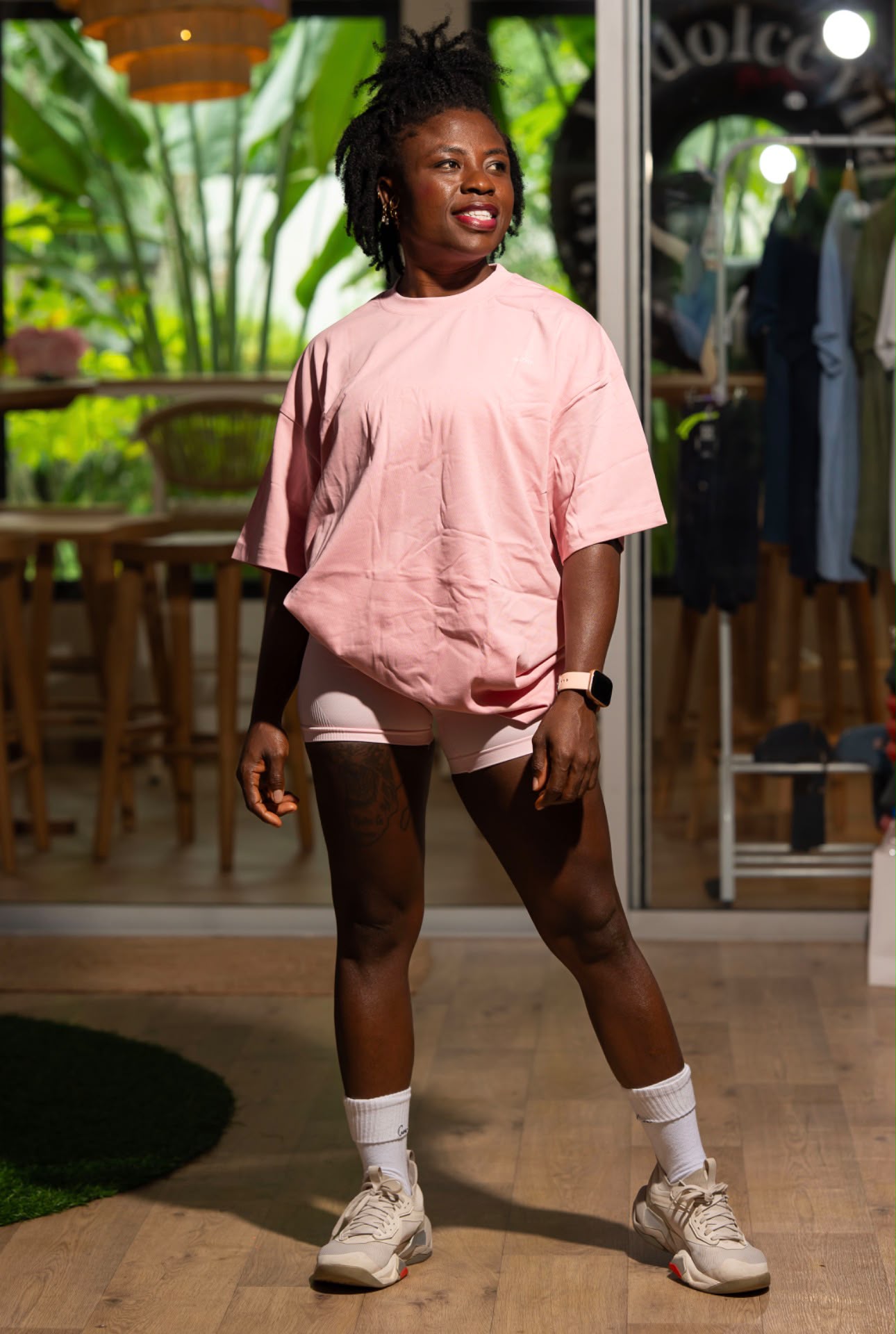 Oversized Tee Shirt Rose, Vert et Blanc — vue 1